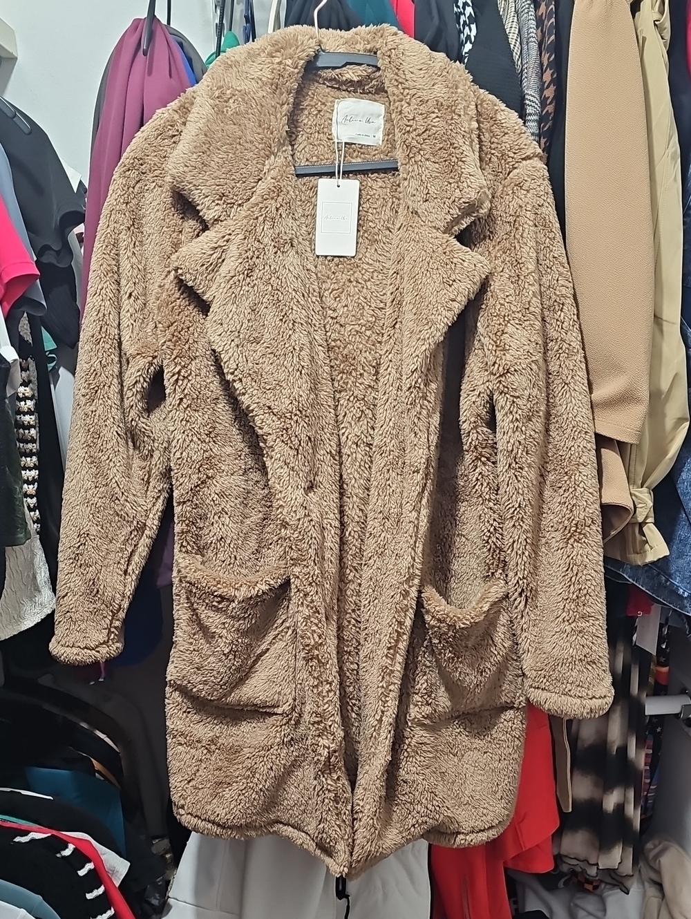 Active USA Plush Teddy Coatigan in Light Brown